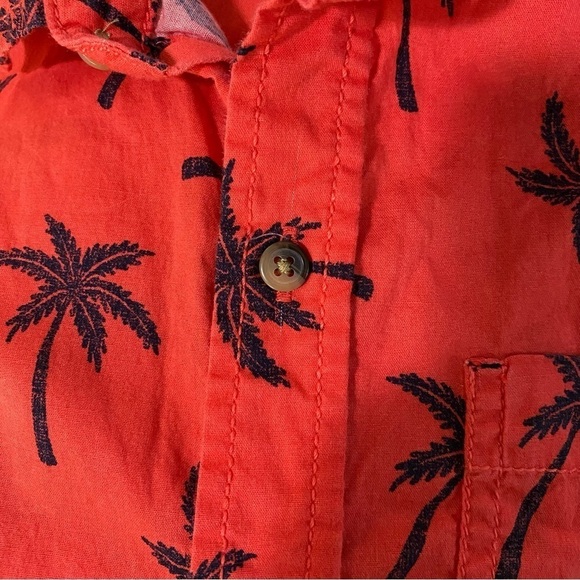 Arizona Jean Co Red and Black Palm Tree Print Collar Shirt  Boys Size M - Picture 4 of 7